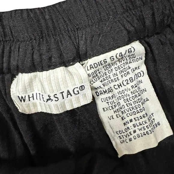 VTG Black Velvet Lace Nylon Tiered Maxi Skirt Small Pull On Whimsigoth Stretch - Picture 3 of 6